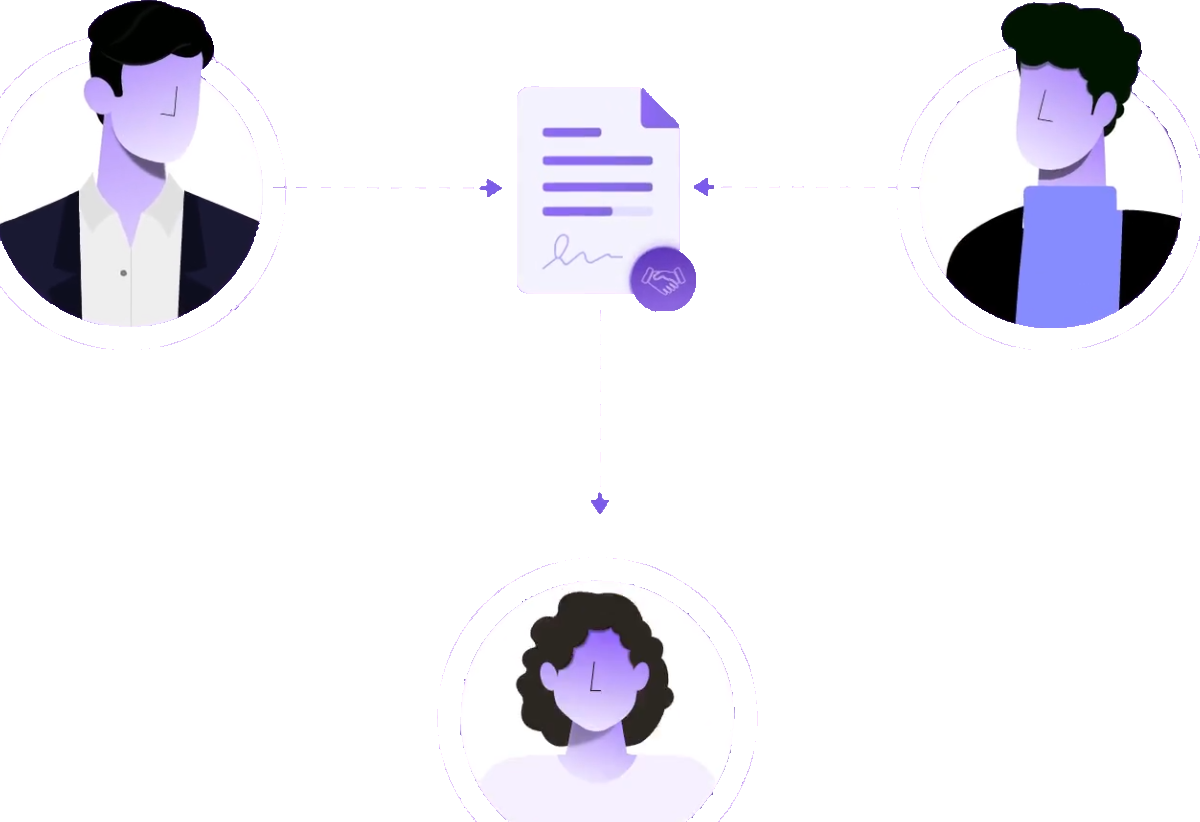 Seller, trader and buyer with two separate contracts